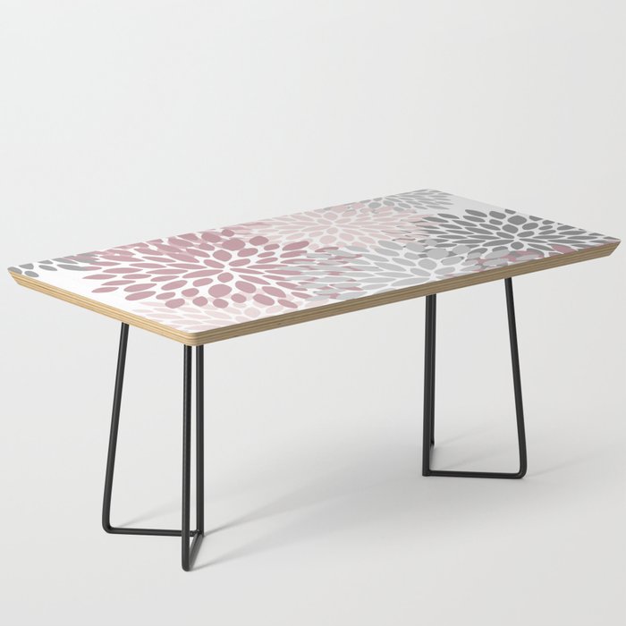 Floral Pattern, Pink, Gray and White Coffee Table Gallery Image 1