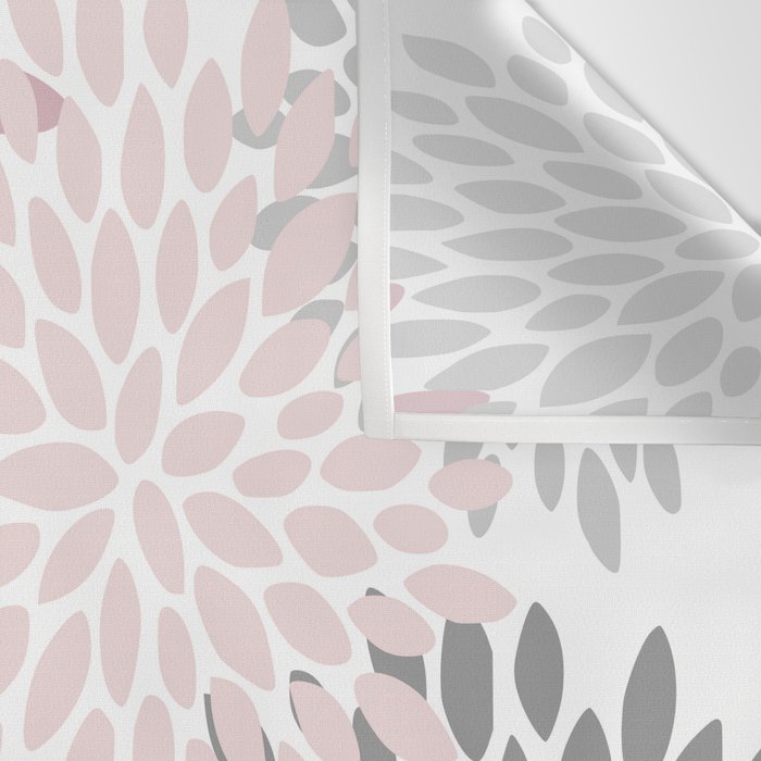 Floral Pattern, Pink, Gray and White Wall Tapestry Gallery Image 3