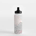 Floral Pattern, Pink, Gray and White Water Bottle Gallery Image 2
