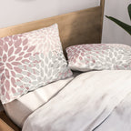 Floral Pattern, Pink, Gray and White Pillow Sham Gallery Image 2