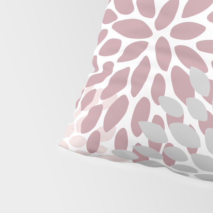 Floral Pattern, Pink, Gray and White Pillow Sham Gallery Image 4