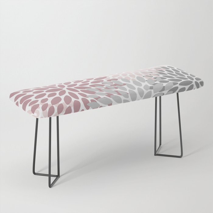 Floral Pattern, Pink, Gray and White Bench Gallery Image 1