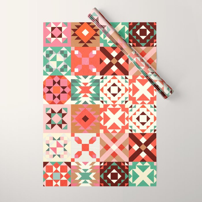 Winter Quilt Pattern no4 Wrapping Paper Gallery Image 1