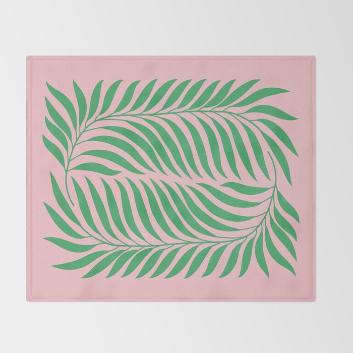 Two Ferns: Azalea & Ocean Green Throw Blanket Gallery Image 2