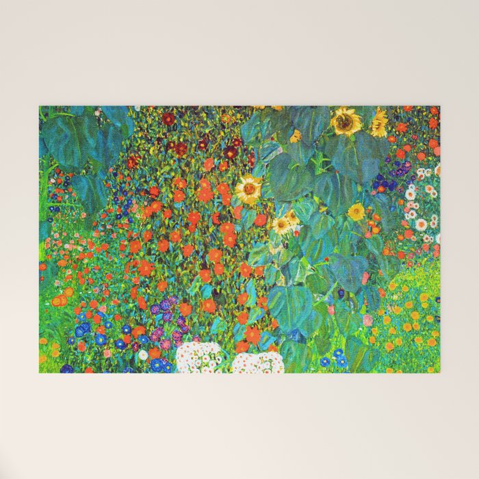 Gustav Klimt Garden with Sunflowers Welcome Mat Gallery Image 1