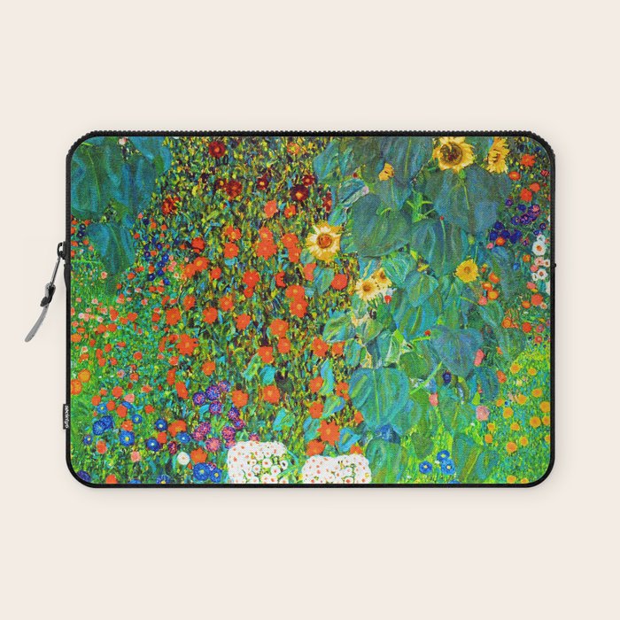 Gustav Klimt Garden with Sunflowers Laptop Sleeve Gallery Image 1