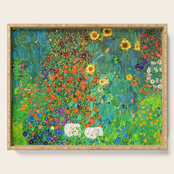 Gustav Klimt Garden with Sunflowers Serving Tray Gallery Image 1