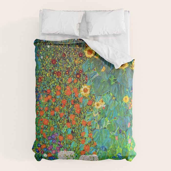 Gustav Klimt Garden with Sunflowers Comforter Gallery Image 1