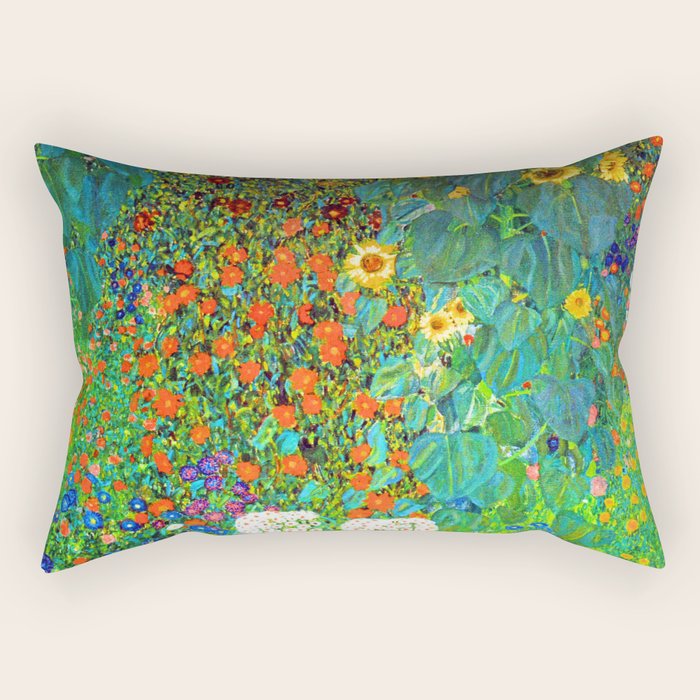 Gustav Klimt Garden with Sunflowers Rectangular Pillow Gallery Image 2