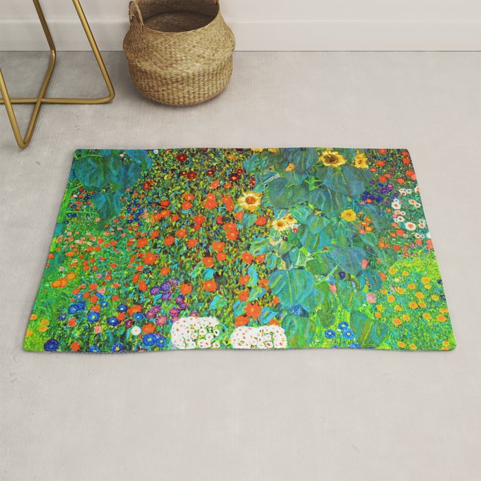 Gustav Klimt Garden with Sunflowers Rug Gallery Image 1