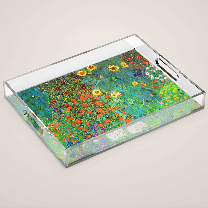 Gustav Klimt Garden with Sunflowers Acrylic Tray Gallery Image 1