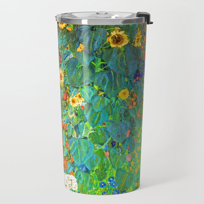 Gustav Klimt Garden with Sunflowers Travel Mug Gallery Image 2