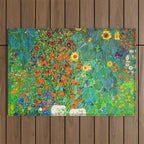 Gustav Klimt Garden with Sunflowers Outdoor Rug Gallery Image 1