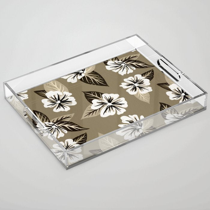 Mountain Wild Flowers - Sepia Acrylic Tray Gallery Image 1