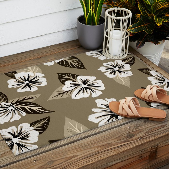 Mountain Wild Flowers - Sepia Outdoor Rug Gallery Image 2
