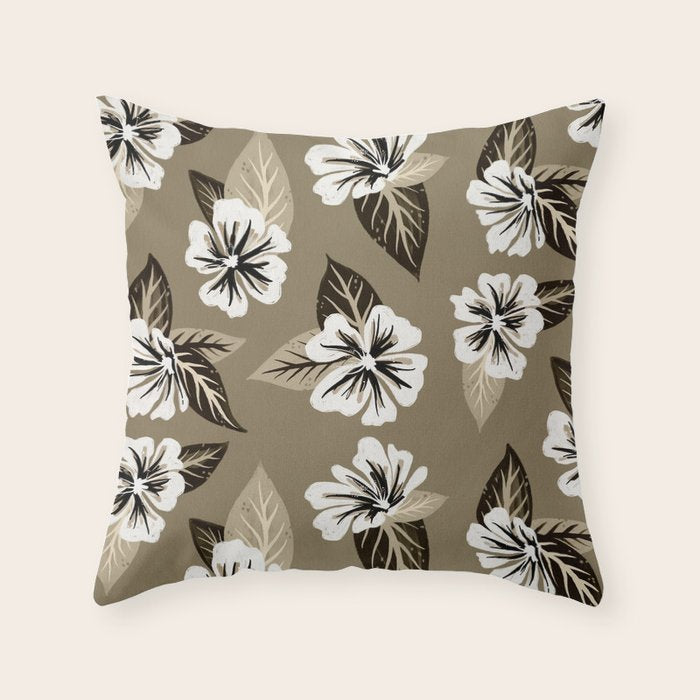 Mountain Wild Flowers - Sepia Throw Pillow Gallery Image 1