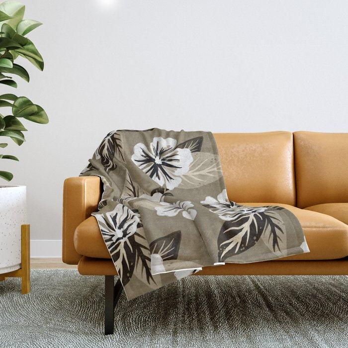 Mountain Wild Flowers - Sepia Throw Blanket Gallery Image 1