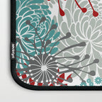 Festive, Flowers in Red, Teal and Gray Laptop Sleeve Gallery Image 3
