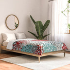 Festive, Flowers in Red, Teal and Gray Comforter Gallery Image 2