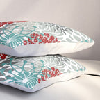 Festive, Flowers in Red, Teal and Gray Pillow Sham Gallery Image 3