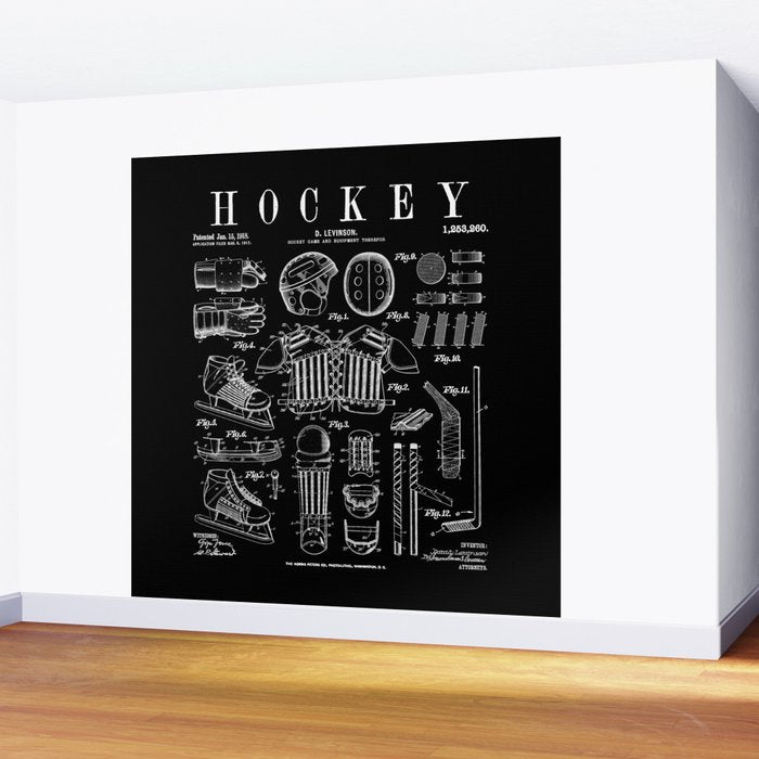 Ice Hockey Player Winter Sport Vintage Patent Print Wall Mural Gallery Image 2