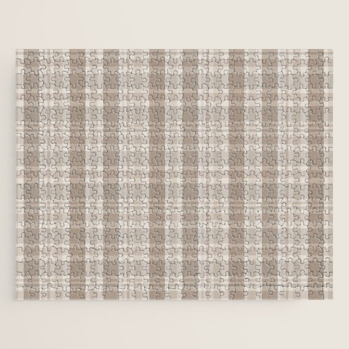Checkered, Plaid Prints, Warm Brown Jigsaw Puzzle Gallery Image 1
