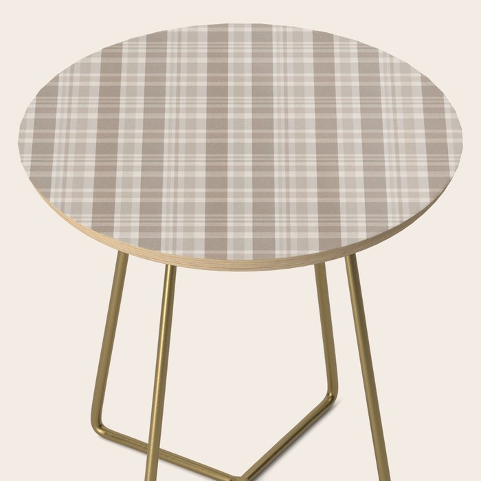 Checkered, Plaid Prints, Warm Brown Side Table Gallery Image 2