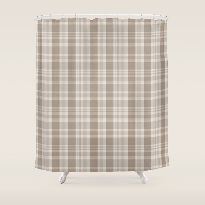 Checkered, Plaid Prints, Warm Brown Shower Curtain Gallery Image 1