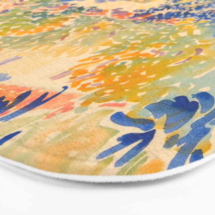 Henri-Edmond Cross Neo-Impressionism Pointillism The Artist's Garden at St. Clair Watercolor Paintin Bath Mat Gallery Image 3