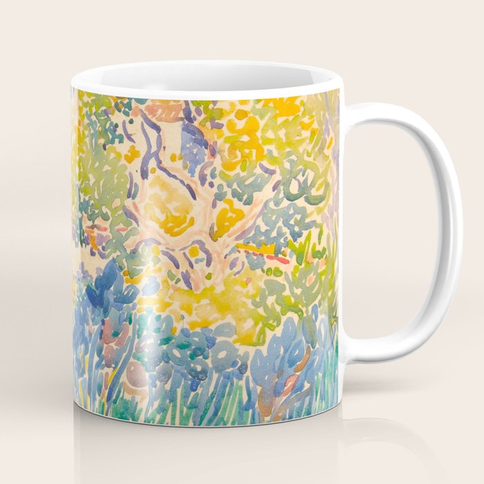 Henri-Edmond Cross Neo-Impressionism Pointillism The Artist's Garden at St. Clair Watercolor Paintin Coffee Mug Gallery Image 1