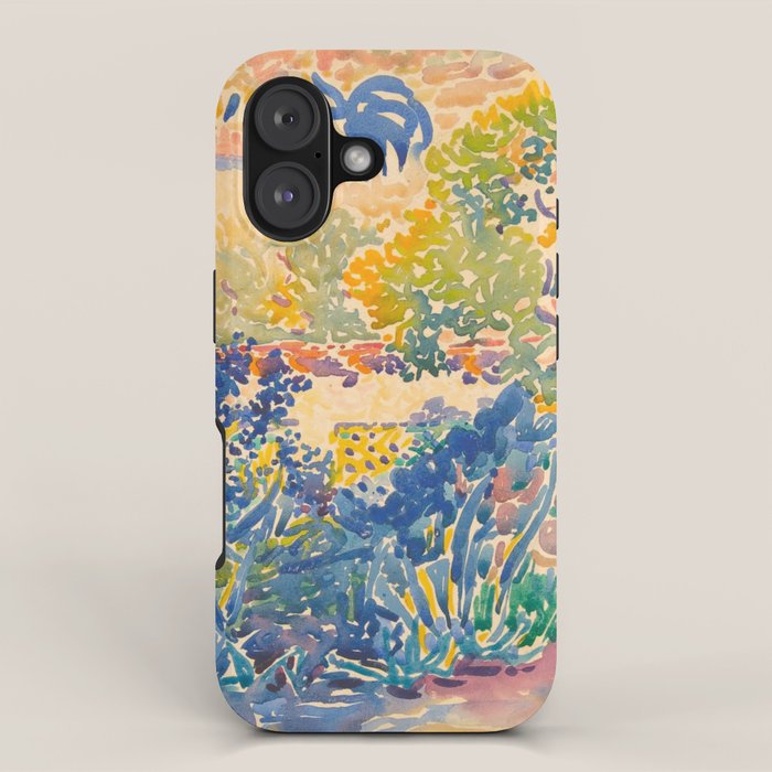 Henri-Edmond Cross Neo-Impressionism Pointillism The Artist's Garden at St. Clair Watercolor Paintin iPhone Case Gallery Image 1