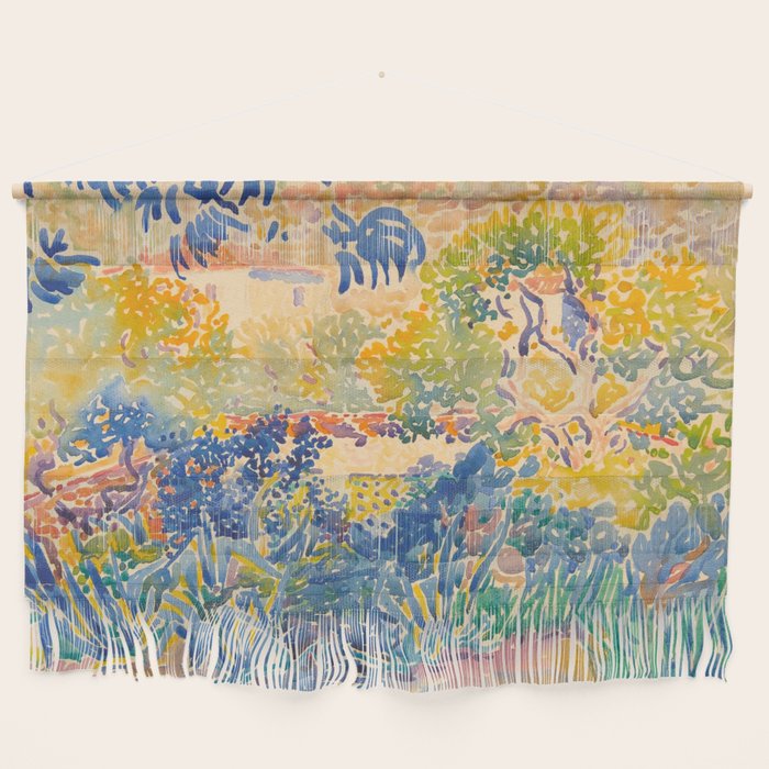 Henri-Edmond Cross Neo-Impressionism Pointillism The Artist's Garden at St. Clair Watercolor Paintin Wall Hanging Gallery Image 1
