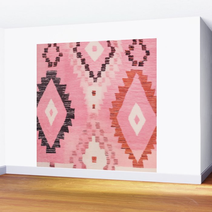 Moroccan Berber Rug Design No.60 - Multicolor, Pink Wall Mural Gallery Image 2