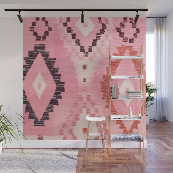 Moroccan Berber Rug Design No.60 - Multicolor, Pink Wall Mural Gallery Image 1