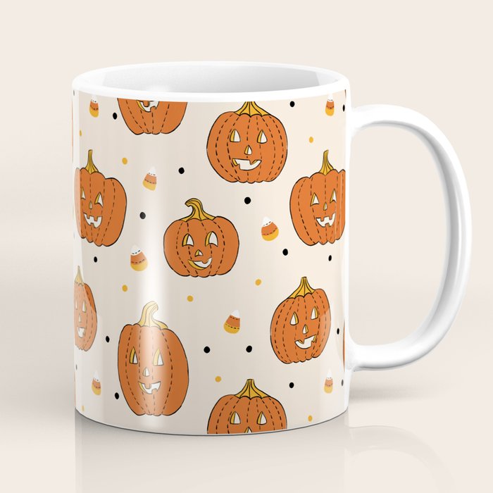 Happy Pumpkins - Beige Coffee Mug Gallery Image 1