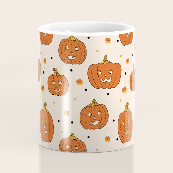 Happy Pumpkins - Beige Coffee Mug Gallery Image 4