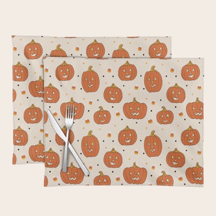 Happy Pumpkins - Beige Placemat Gallery Image 1