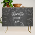 Harley Motorcycle Patent - Harley Bike Art - Black Chalkboard Credenza Gallery Image 1