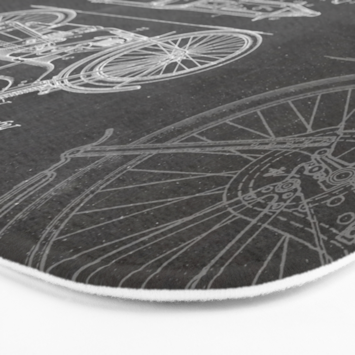 Harley Motorcycle Patent - Harley Bike Art - Black Chalkboard Bath Mat Gallery Image 3