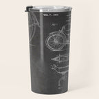 Harley Motorcycle Patent - Harley Bike Art - Black Chalkboard Travel Mug Gallery Image 3