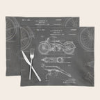 Harley Motorcycle Patent - Harley Bike Art - Black Chalkboard Placemat Gallery Image 1