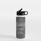 Harley Motorcycle Patent - Harley Bike Art - Black Chalkboard Water Bottle Gallery Image 1