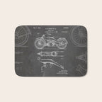 Harley Motorcycle Patent - Harley Bike Art - Black Chalkboard Bath Mat Gallery Image 1