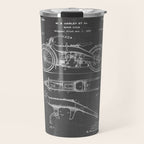 Harley Motorcycle Patent - Harley Bike Art - Black Chalkboard Travel Mug Gallery Image 1