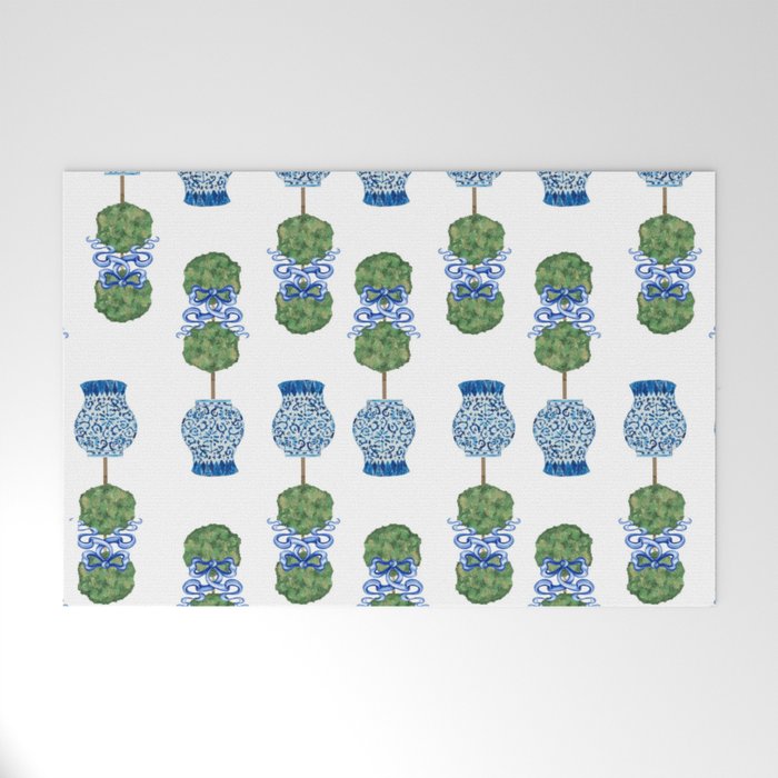 Chinoiserie Ginger Jar Jars Topiary Pattern Welcome Mat Gallery Image 1