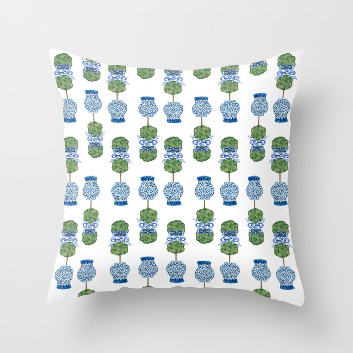Chinoiserie Ginger Jar Jars Topiary Pattern Throw Pillow Gallery Image 6