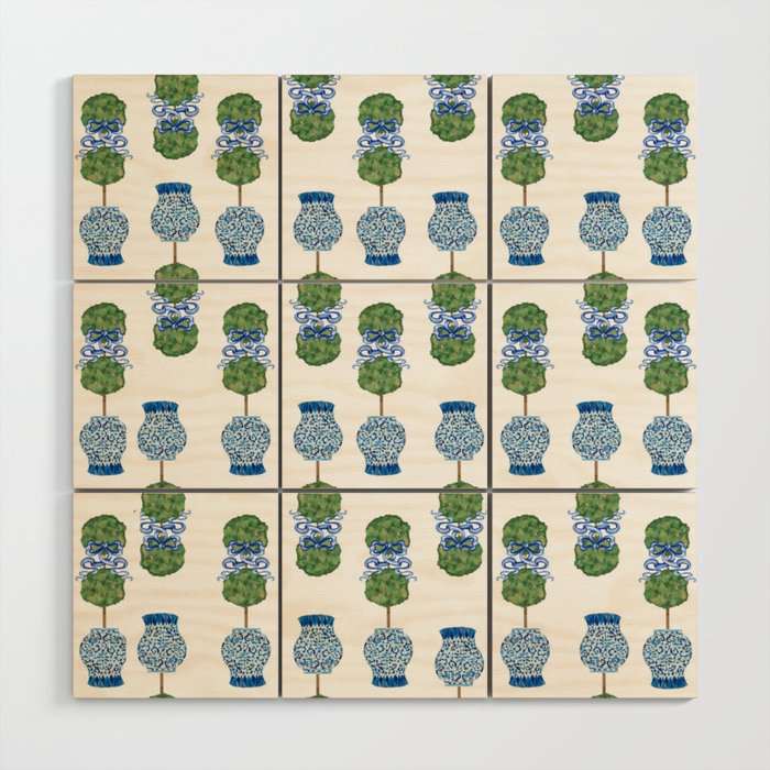 Chinoiserie Ginger Jar Jars Topiary Pattern Wood Wall Art Gallery Image 1
