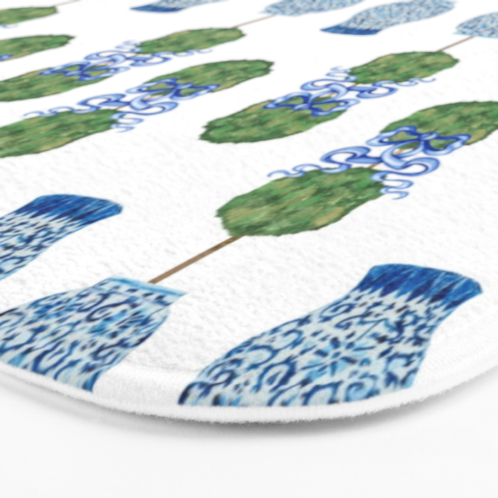 Chinoiserie Ginger Jar Jars Topiary Pattern Bath Mat Gallery Image 3