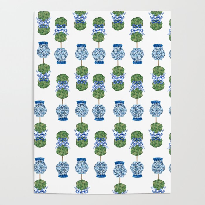 Chinoiserie Ginger Jar Jars Topiary Pattern Poster Gallery Image 1
