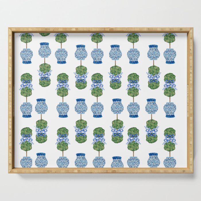 Chinoiserie Ginger Jar Jars Topiary Pattern Serving Tray Gallery Image 1